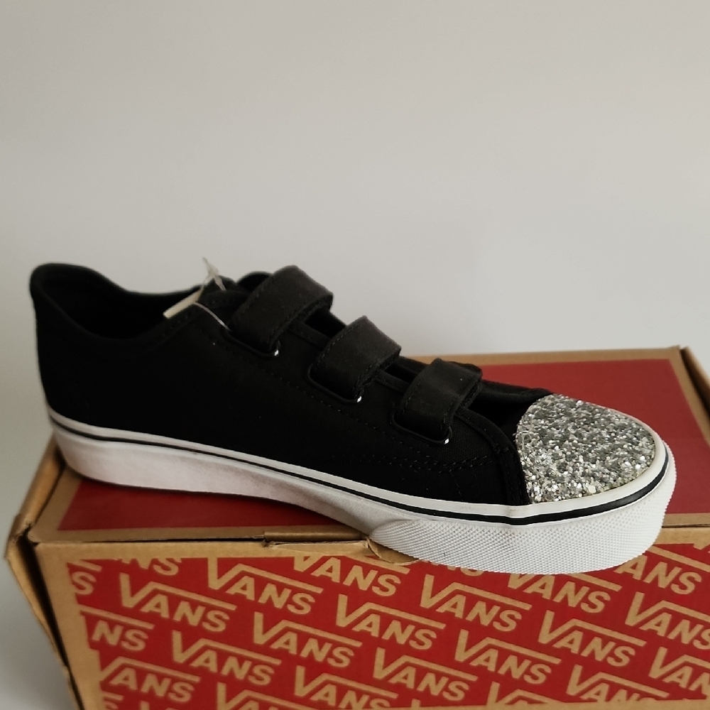 Vans Black and Silver Classic Sneakers